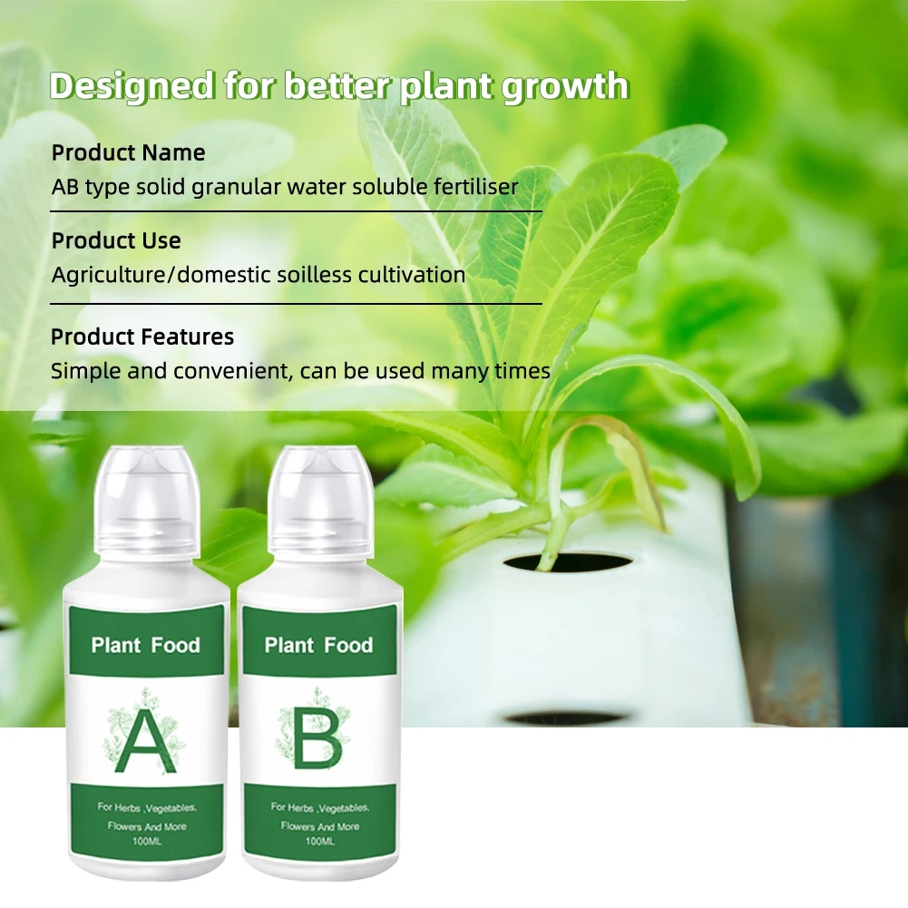 Two bottles of fertilizers A and B for effective plant feeding
