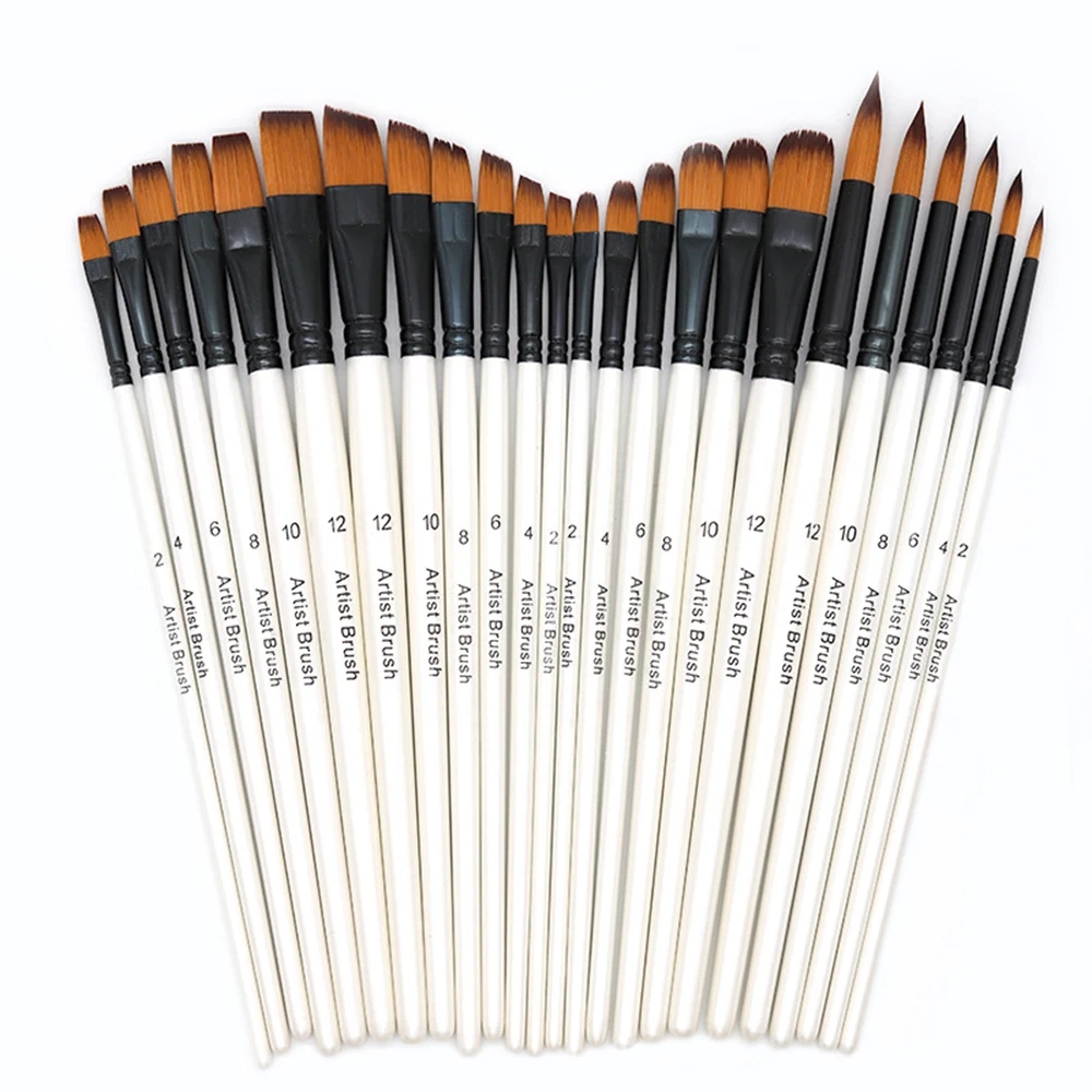 Set of six brushes of different shapes for various creative applications