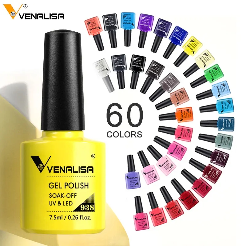 Close-up of Venalisa Gel Polish with Glitter Effect