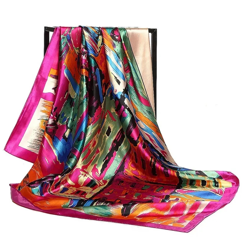 Scarf with a bright print, perfect for office and everyday wear