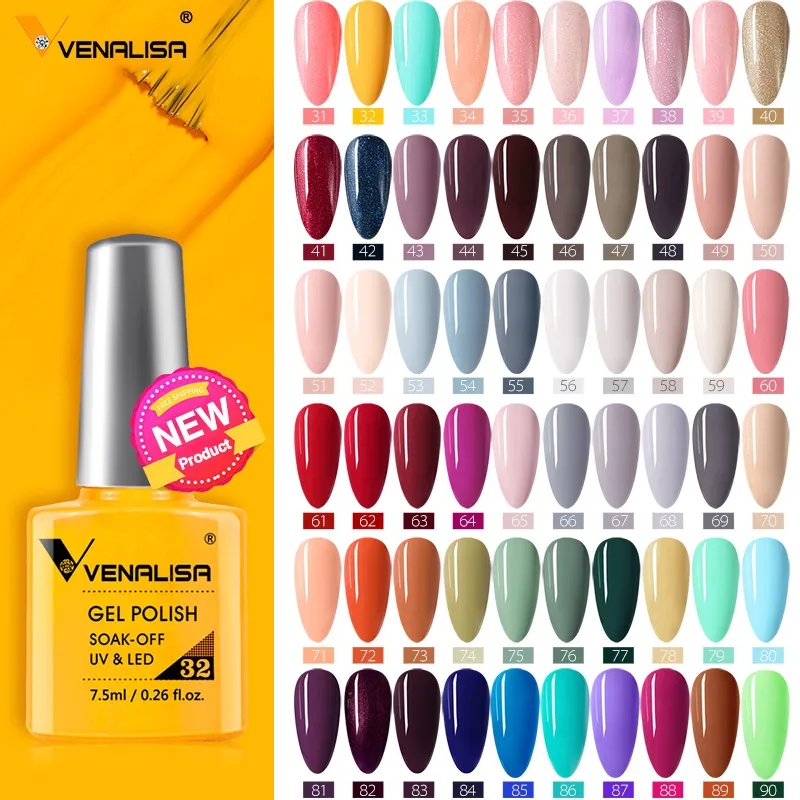 Variety of Venalisa Gel Polish colors on the table