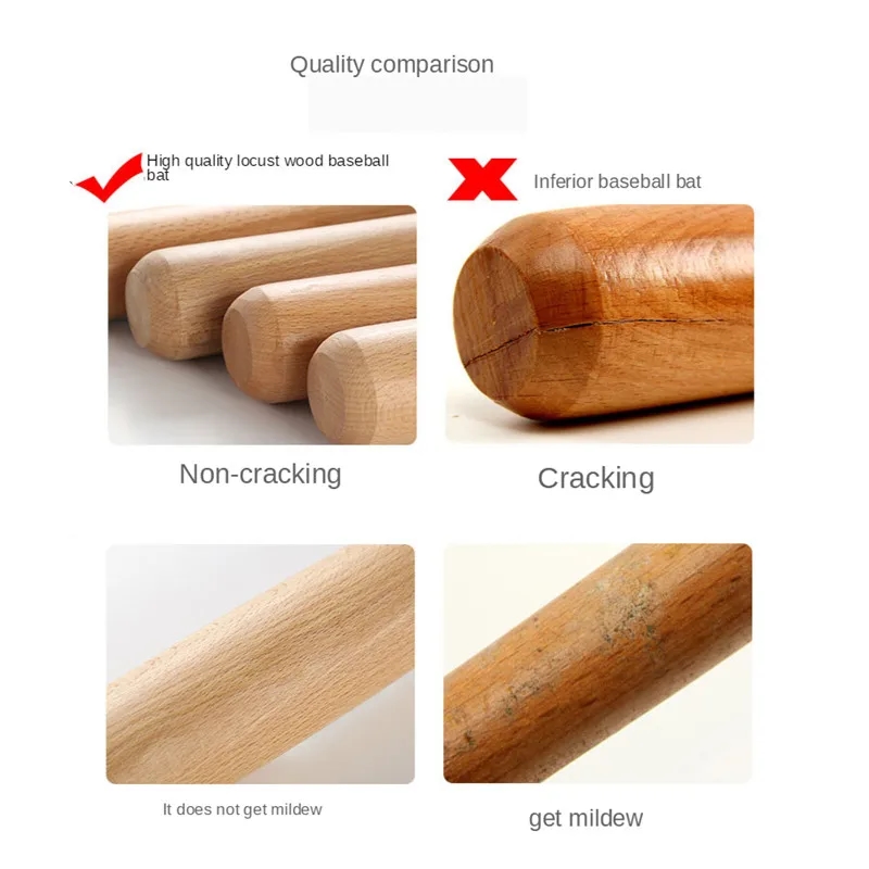 Sports set for children: wooden baseball bat and glove