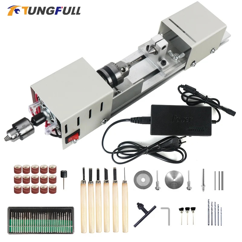 Image of the mini lathe in action on a table