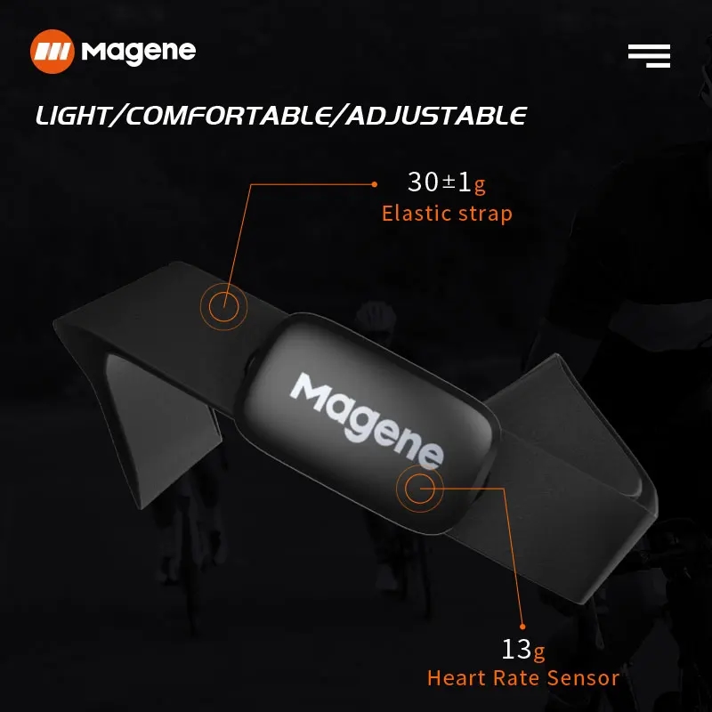 Detailed view of the chest strap of the Magene Mover H64 Heart Rate Sensor