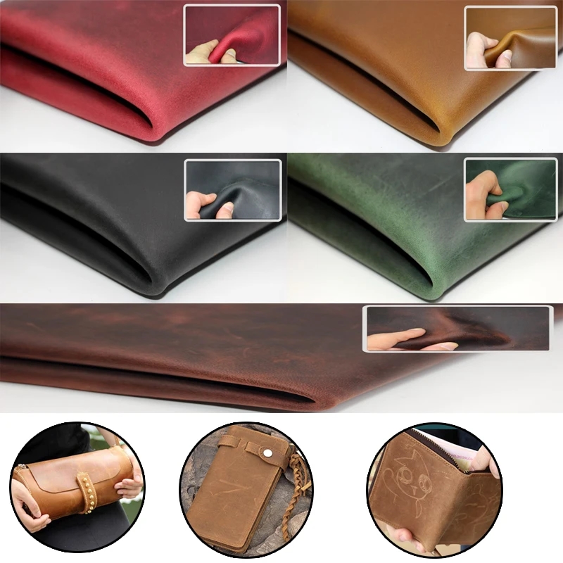 Piece of leather with a pull-up effect, creating a unique look for your products