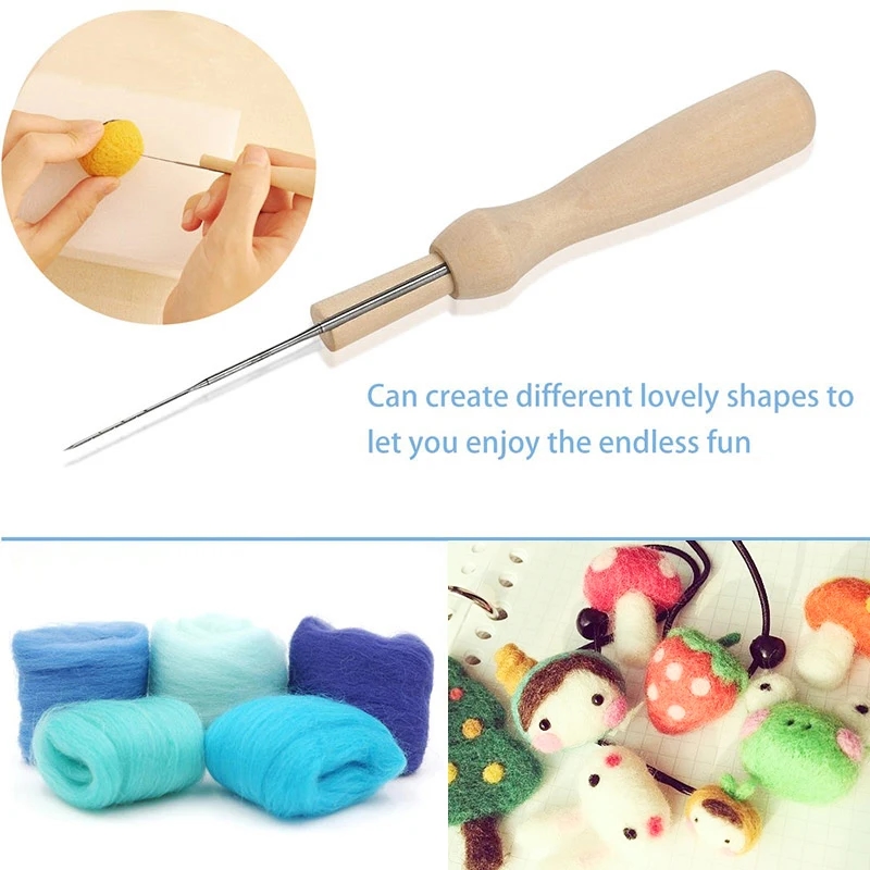 Felting needles against the backdrop of a craft project, perfect for creating items