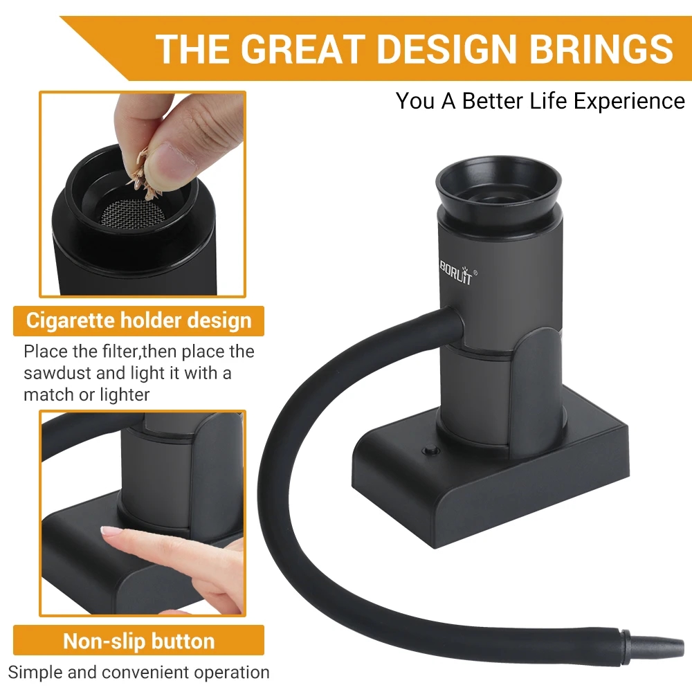 The smoker generates cold smoke to flavor food and drinks