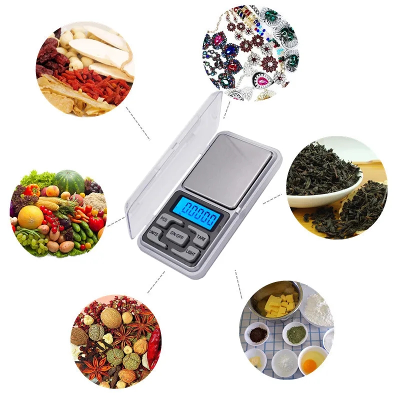 Weighing small items on compact electronic scales