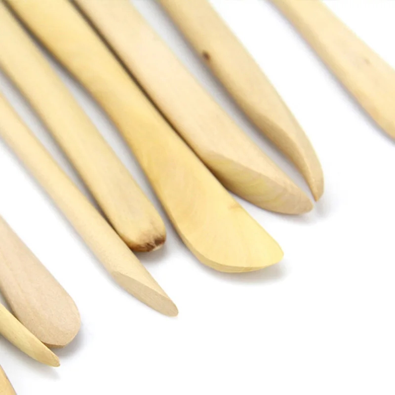 Set of wooden tools suitable for creating products from polymer clay