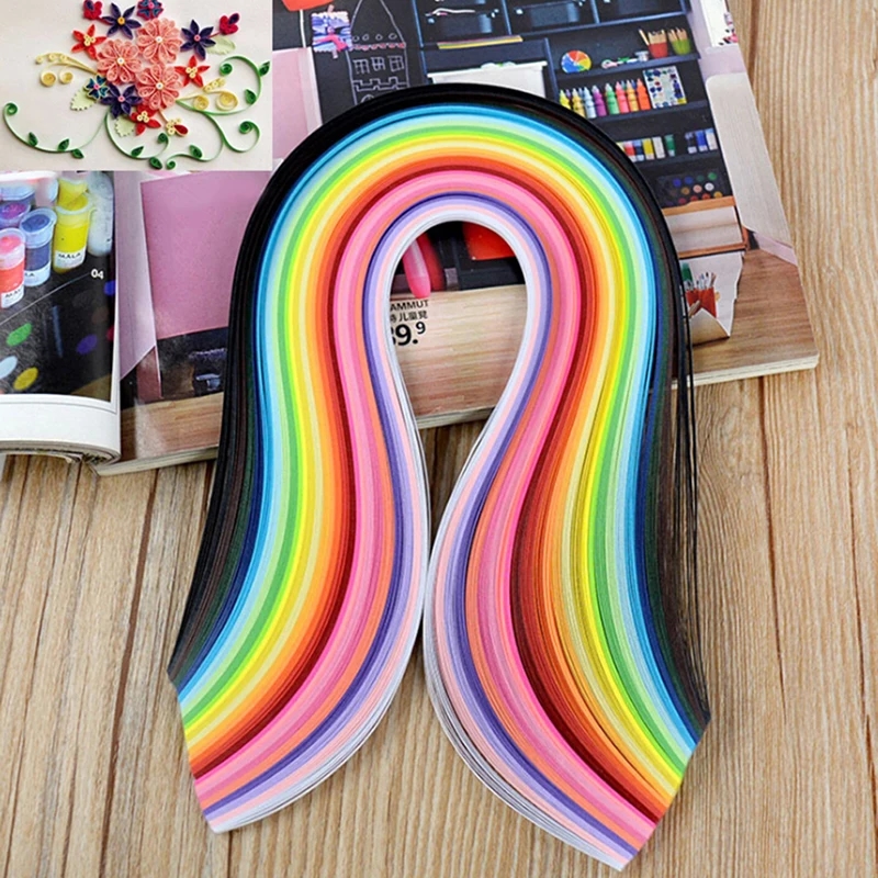 Multicolored paper strips, perfect for quilling
