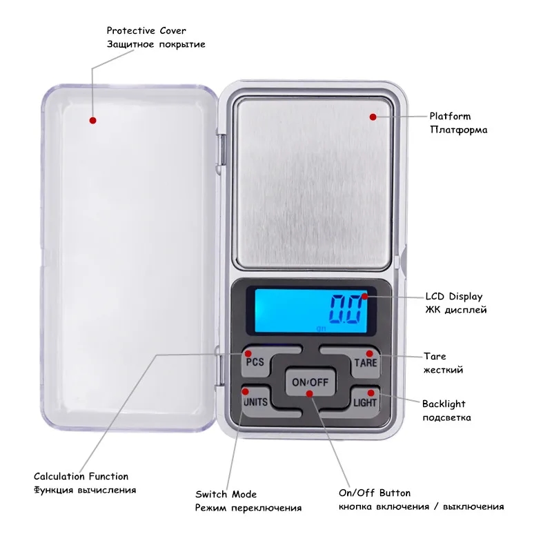 Digital scales on a wooden texture background