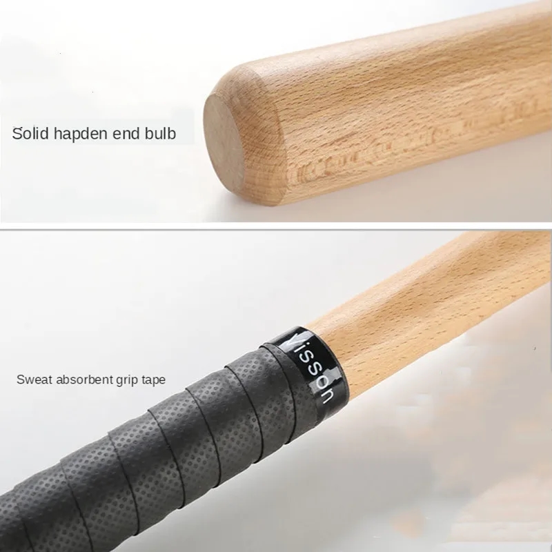 Set for children's sports games: wooden baseball bat and glove