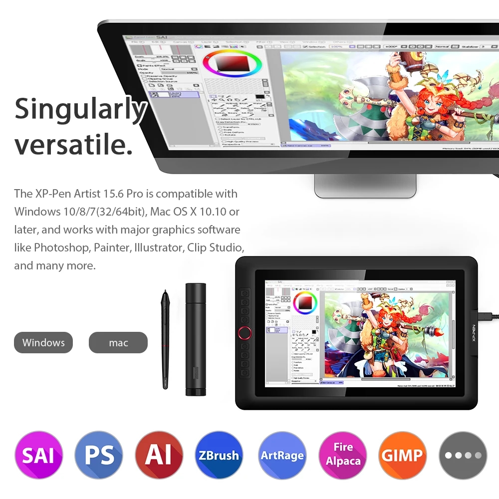 XPPen Artist 15.6 Pro 그래픽 태블릿의 높은 정밀도와 감도를 보여주는 확대 이미지