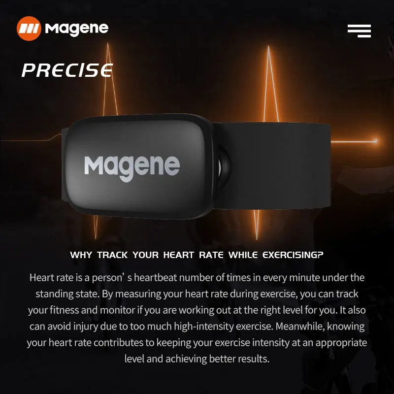 Magene Mover H64 Heart Rate Sensor connected to Wahoo or Garmin bike computer