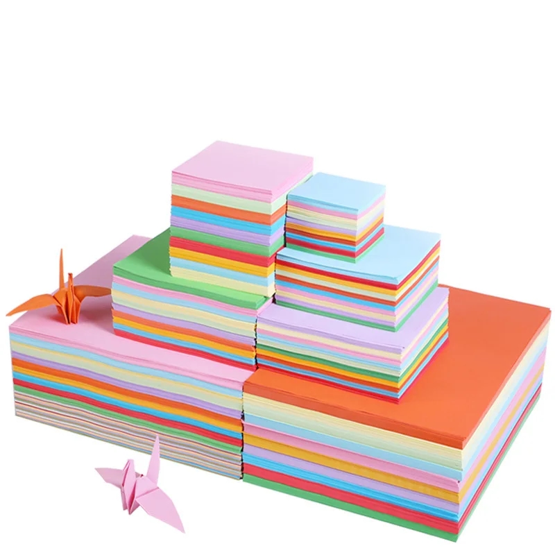Colored sheets of paper for origami, 100 pieces, will satisfy any creative requests