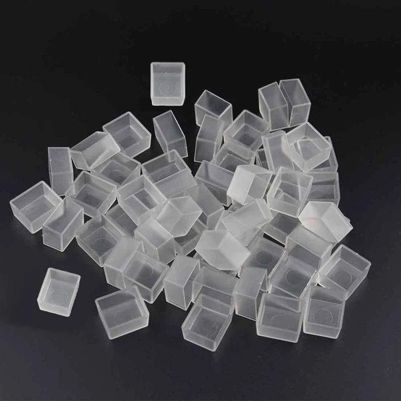 Transparent mini-containers for watercolors, side view