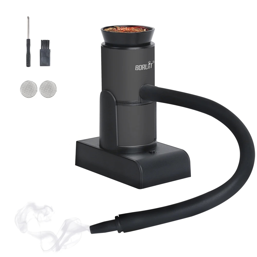 Compact and multi-functional smoker for flavoring dishes and drinks