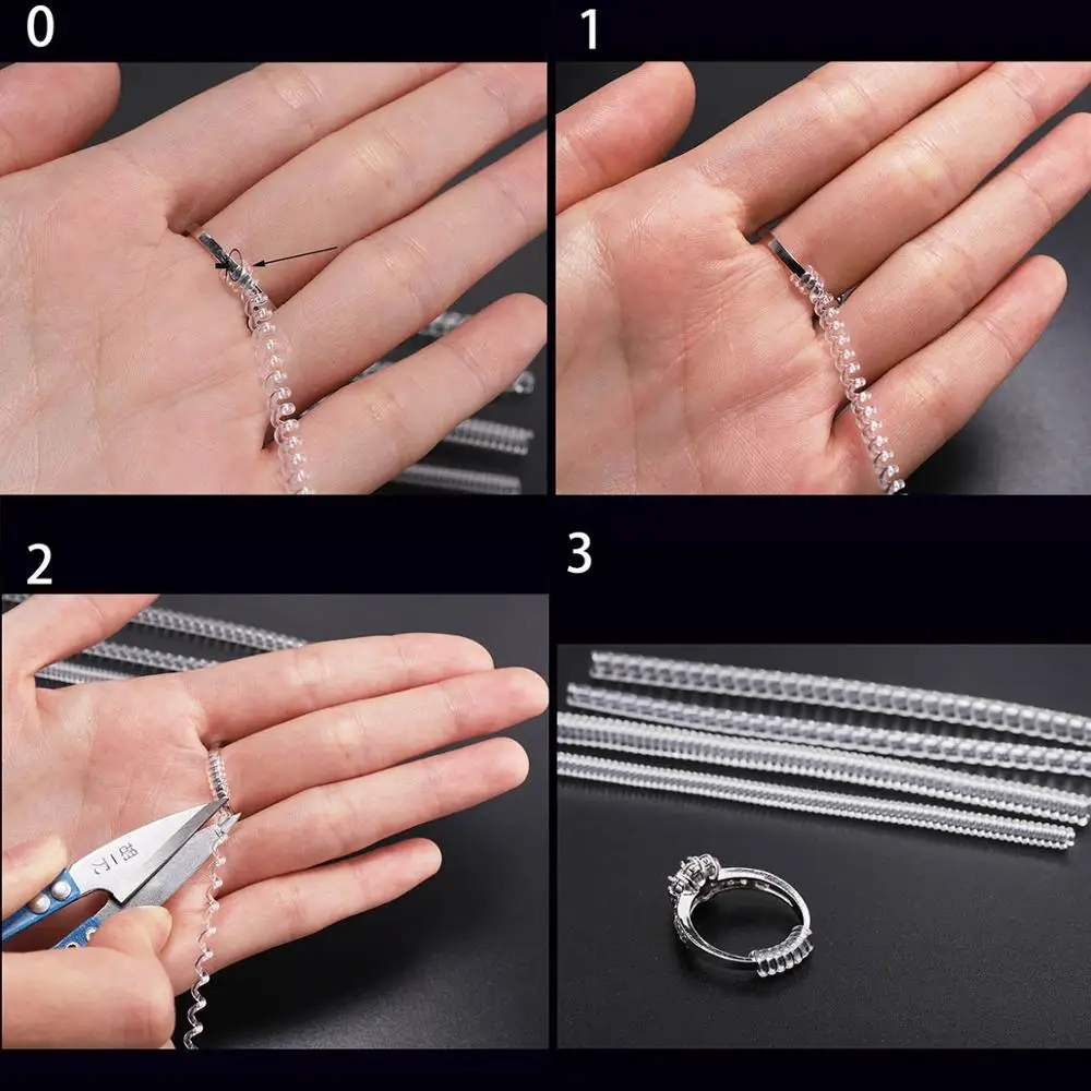 Silicone adjuster inserted into the ring helps to wear it on a thin finger