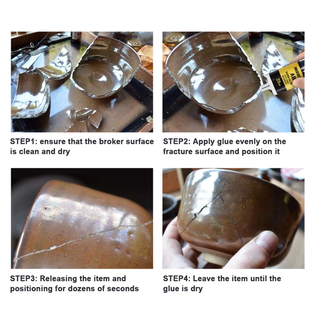 Mixing the two parts of the epoxy adhesive in a special container