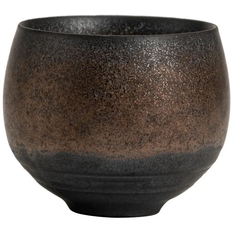 Close-up of the elegant ceramic cup with embossed pattern