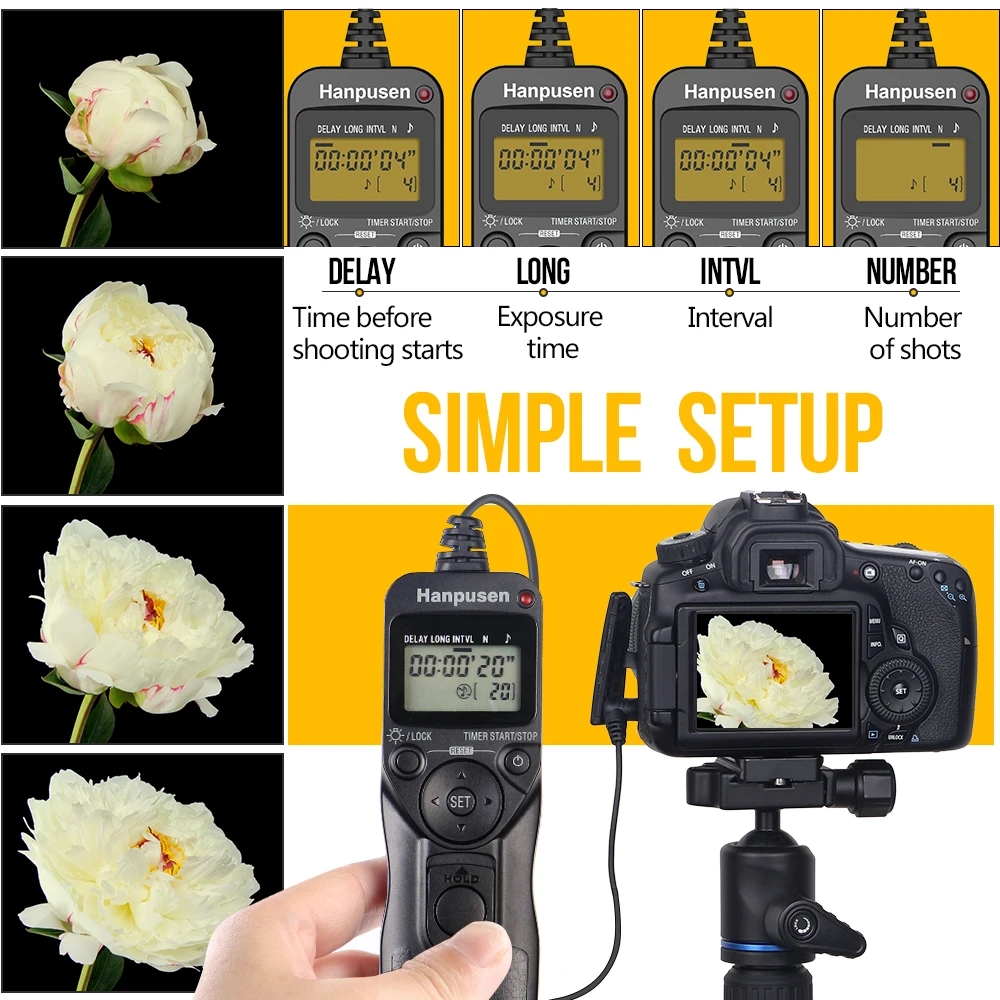 Compact timer remote control with LCD display and control buttons