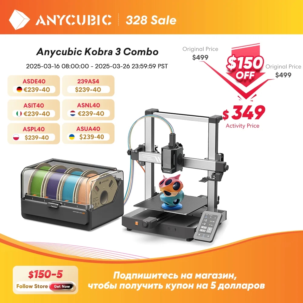 Image of ANYCUBIC Kobra 3 3D Printer with Multicolor Printing System