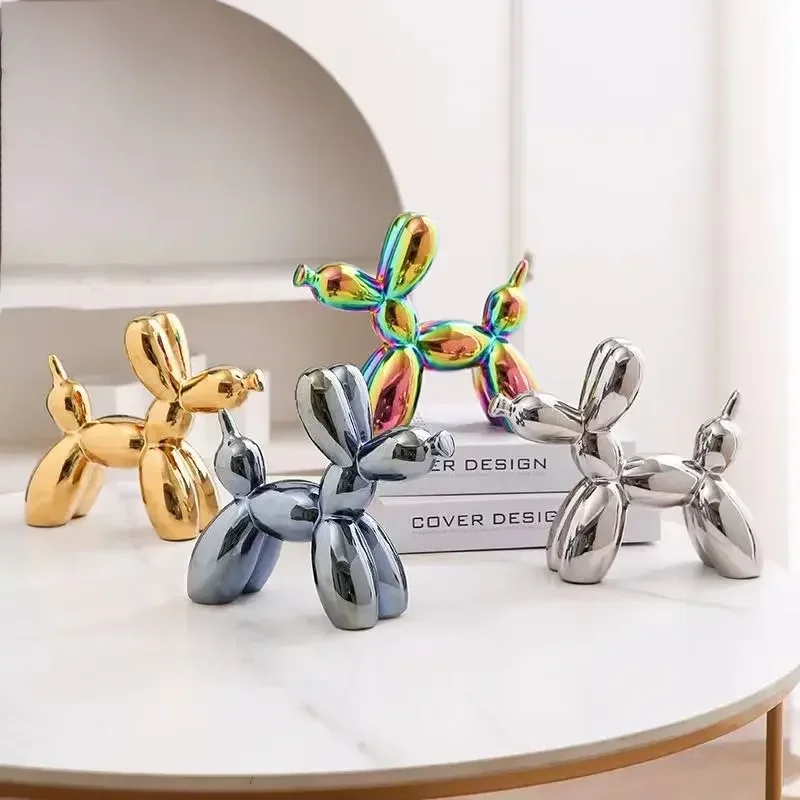 Decorative figurine of a modern abstract golden ceramic dog