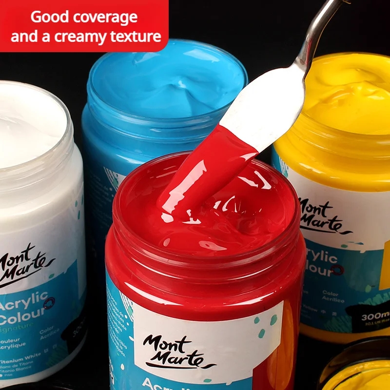 Wide palette of shades of acrylic paint for artistic projects