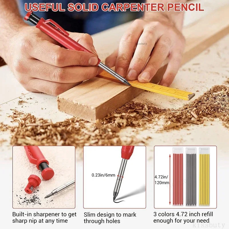 Mechanical pencil with 2.8mm lead and sharpener in red body