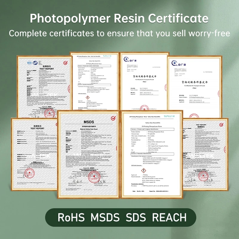 Samples of printed parts using SUNLU photopolymer resin
