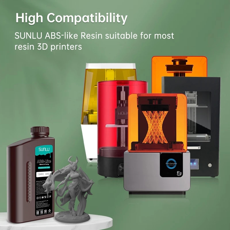 Bottles of SUNLU photopolymer resin in various colors