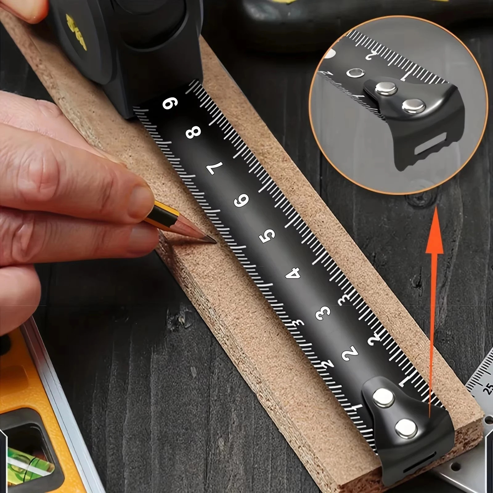 Steel tape measure up to 10 meters long for home and professional needs