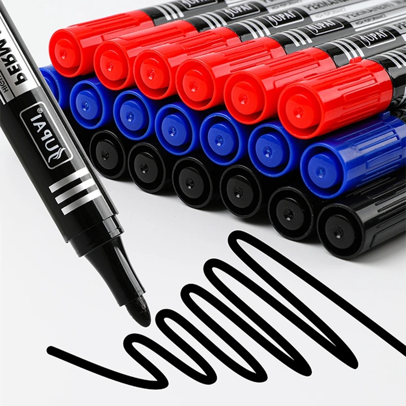 Marqueur professionnel Genkky avec pointe ronde de 1,5 mm, encre noire et emballage vif pour des lignes précises