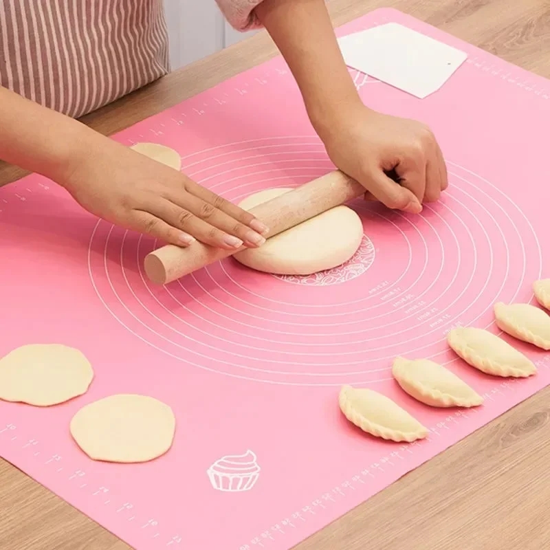 Bright silicone baking mat on the table