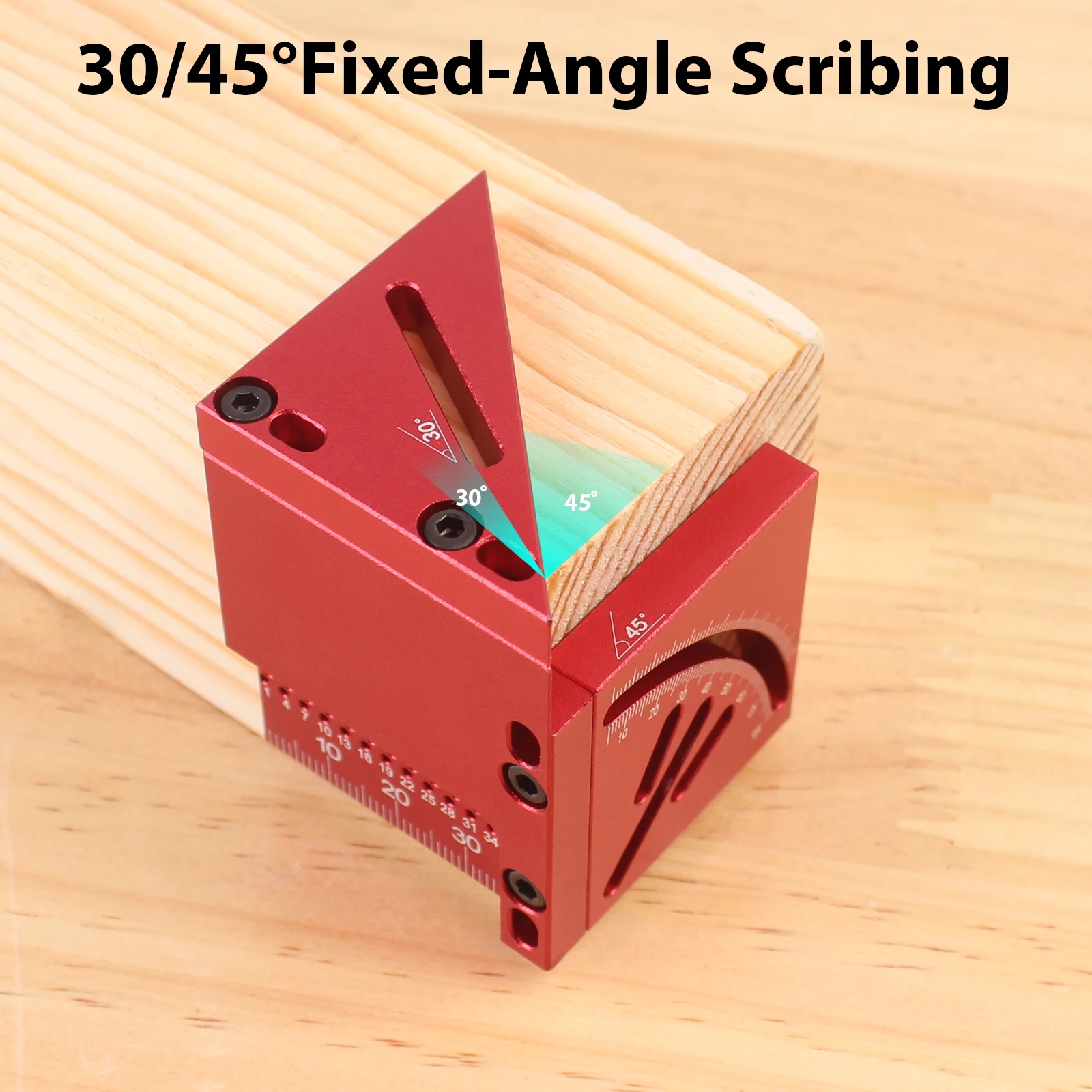 Clear marking of angles on the aluminum marking tool for precise layout