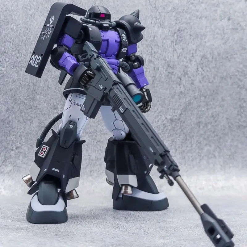 All parts and accessories included in the ZAKU Black Tri-Stars HG 1/144 kit