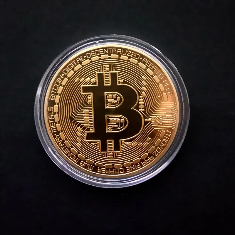 Exact replica of the Bitcoin cryptocurrency coin in gold finish