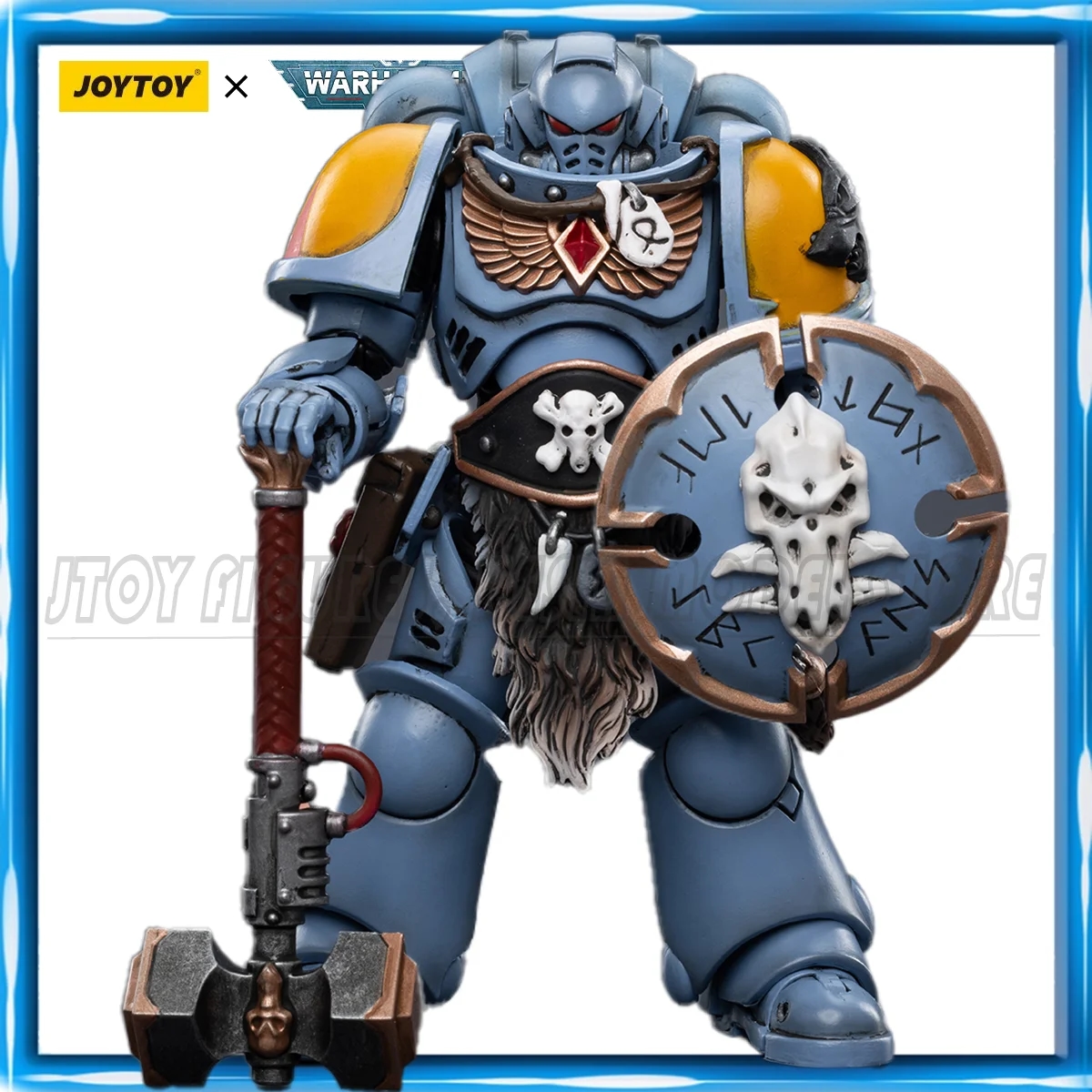 Collectible figure of the space wolf Sigyrr Stoneshield from the Warhammer 40K universe