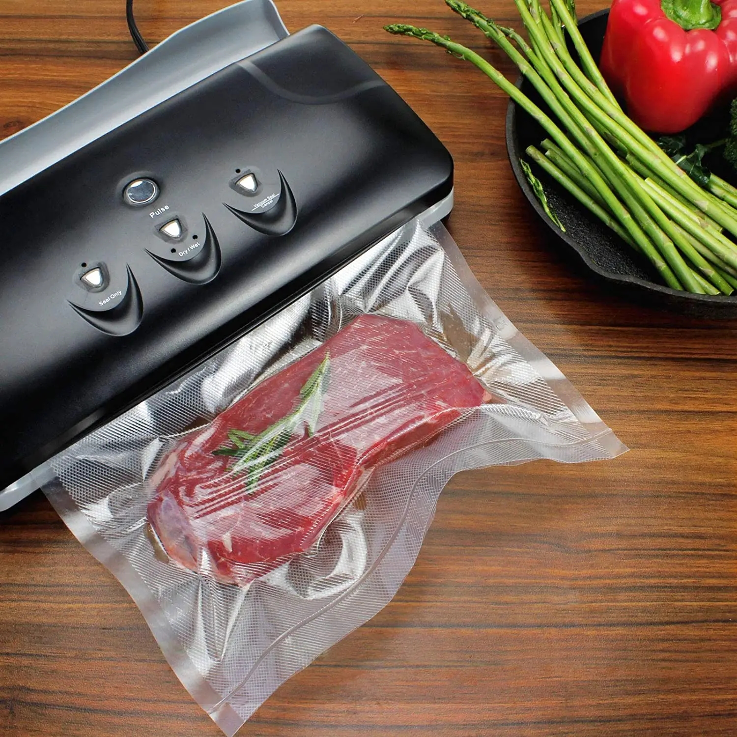 Vacuum packaging bags, ideal for meat and fish