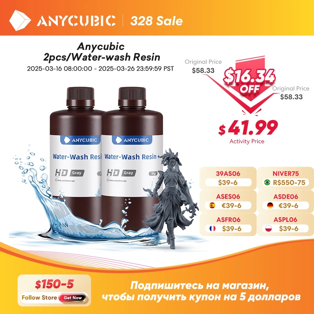 Frasco preto com resina ANYCUBIC para impressora 3D