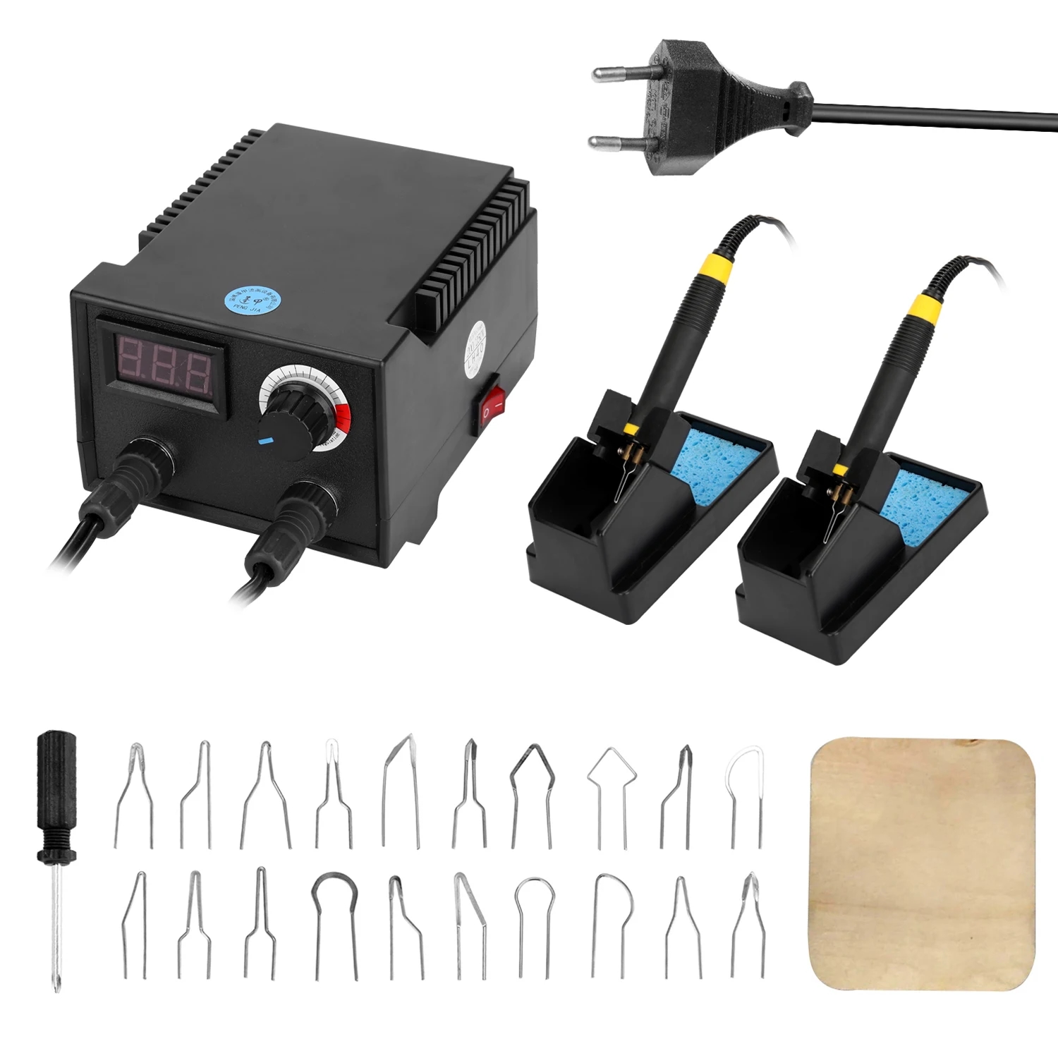 Multiple detachable tips of different shapes included in the wood burning set