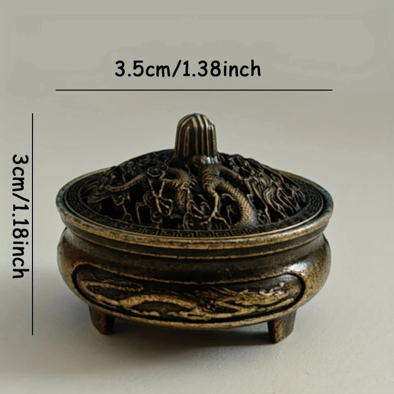Side projection of the bronze incense burner with dragons and phoenixes