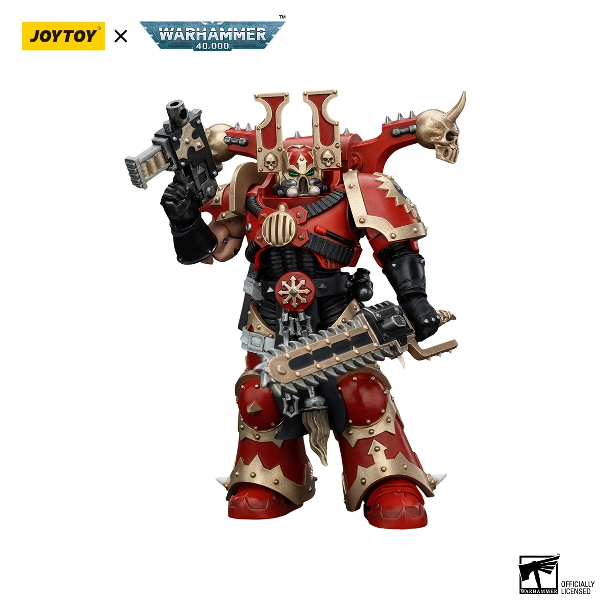 Several Khorne Berserker figures assembled together