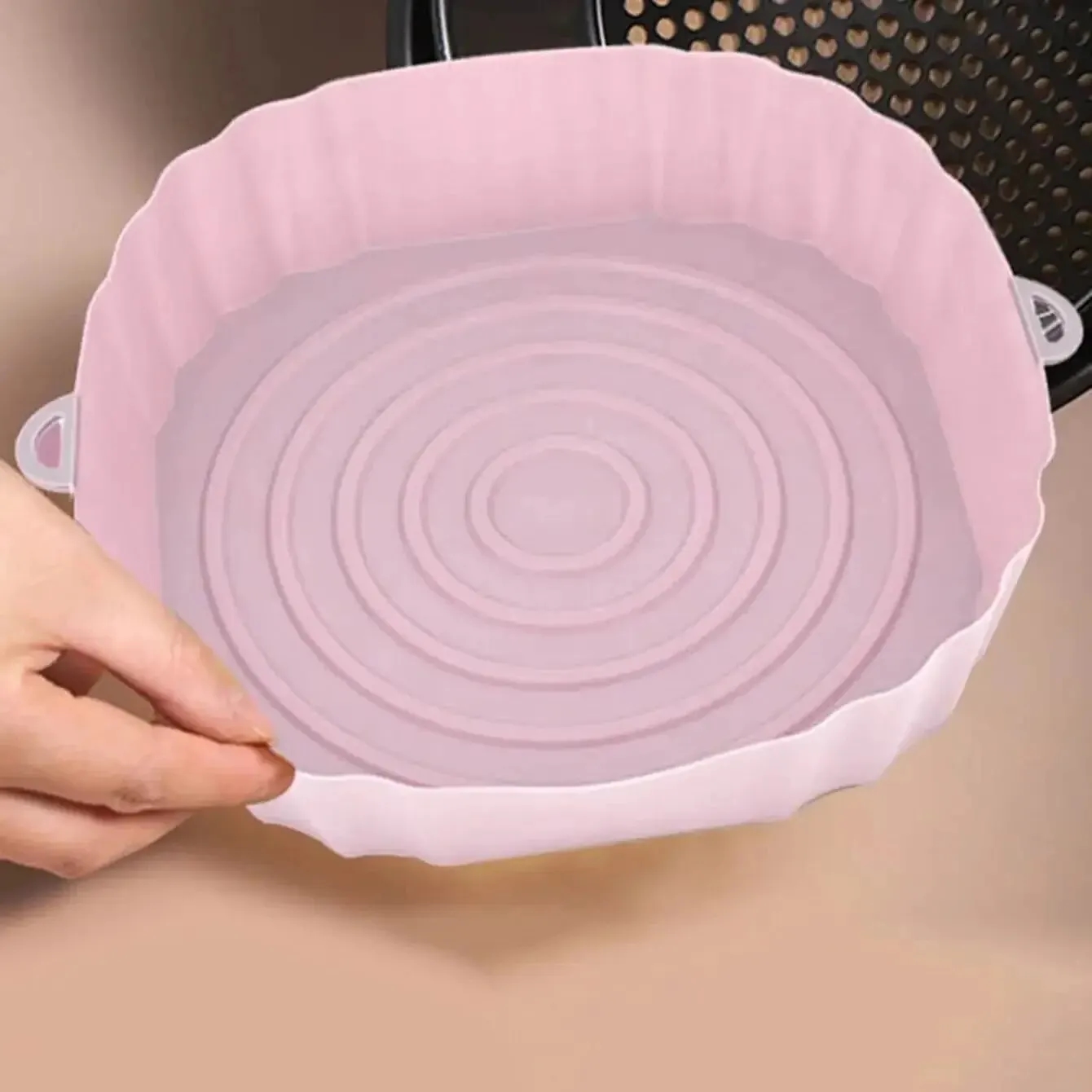 Durable green silicone basket for air fryer