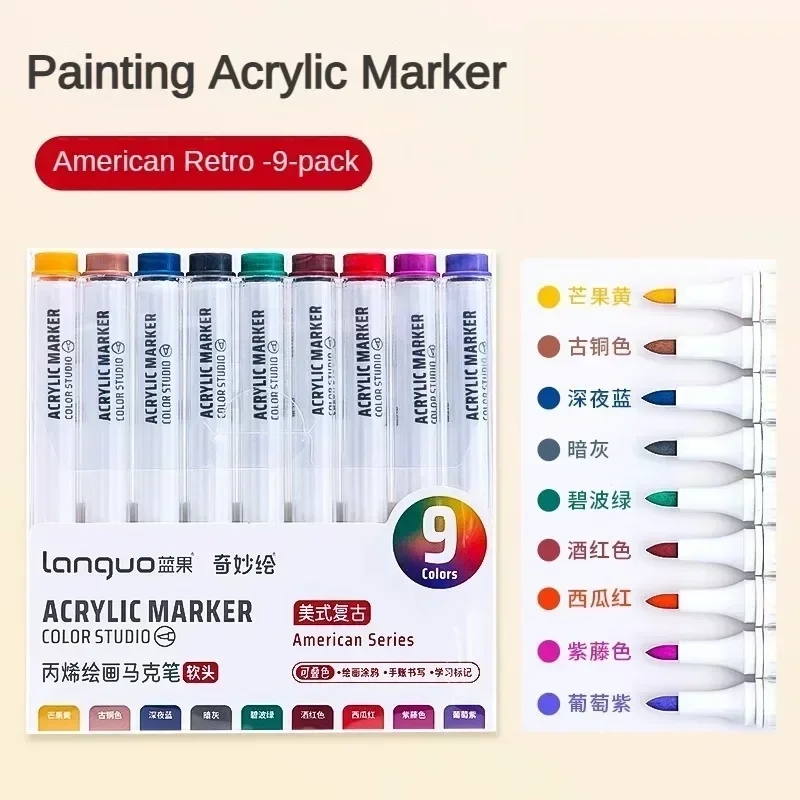 Marqueurs acryliques avec des embouts souples de différentes largeurs