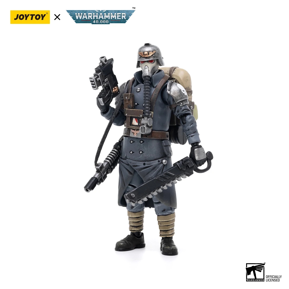 Demonstration of the scale of the collectible figure of the veteran squad from Krieg Astra Militarum