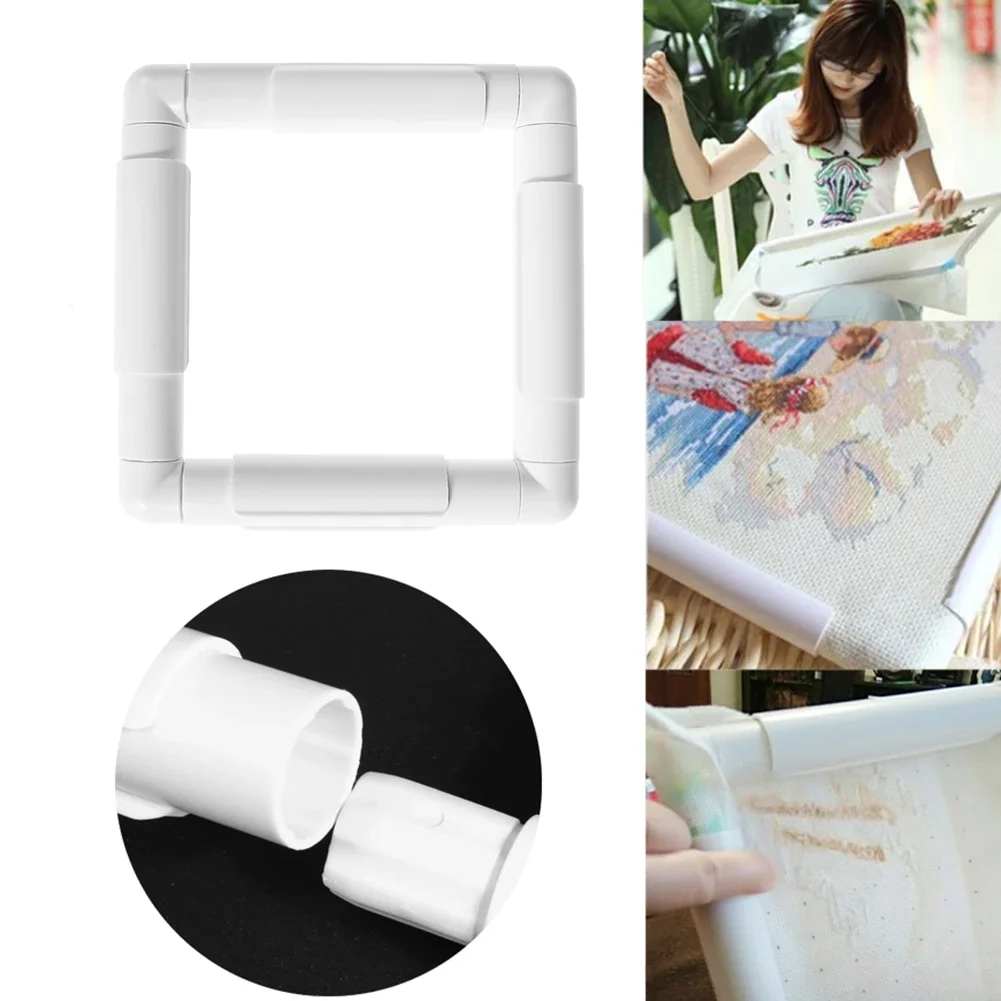 Floor-standing wooden frame for cross-stitch embroidery in the interior