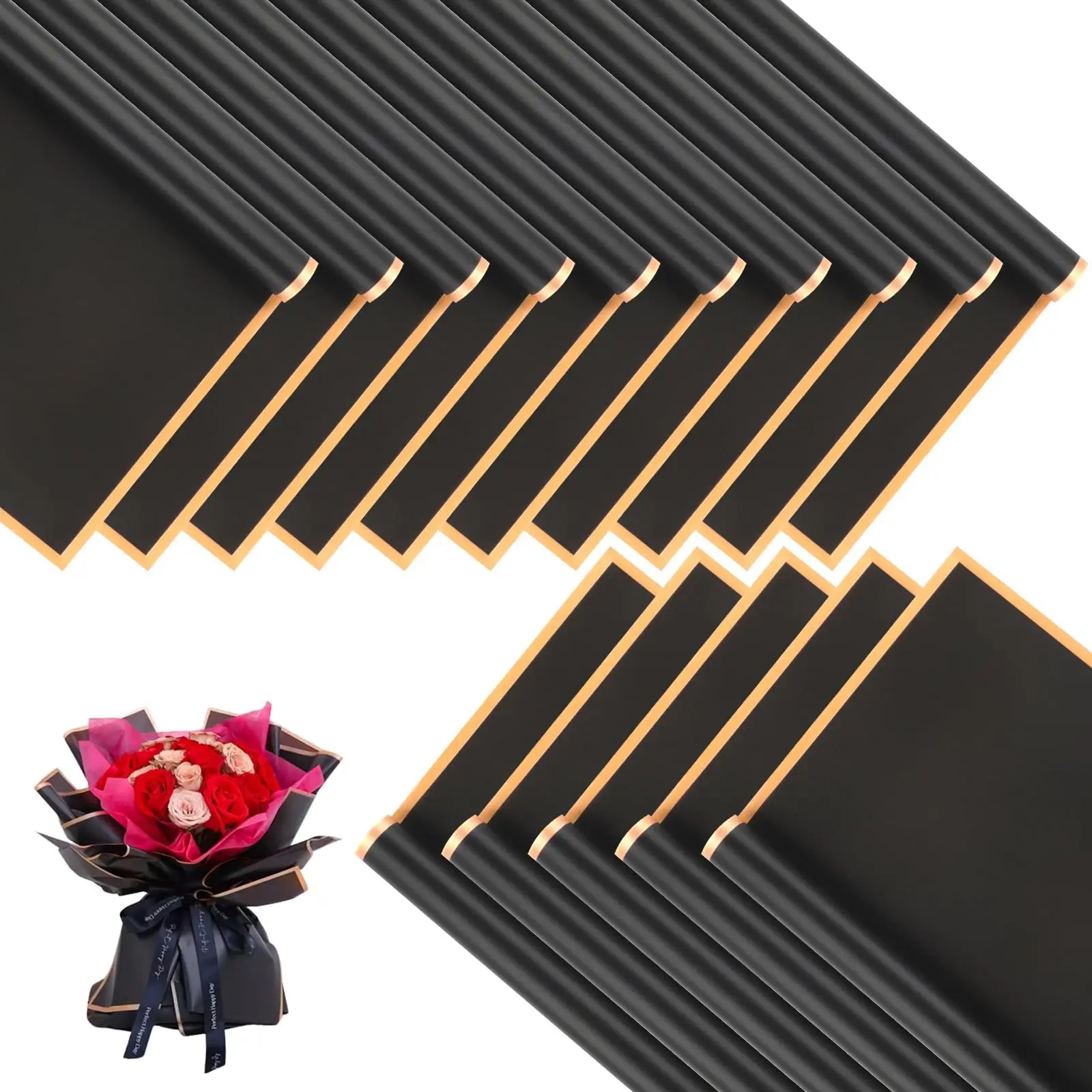 High-quality black packaging for floral compositions