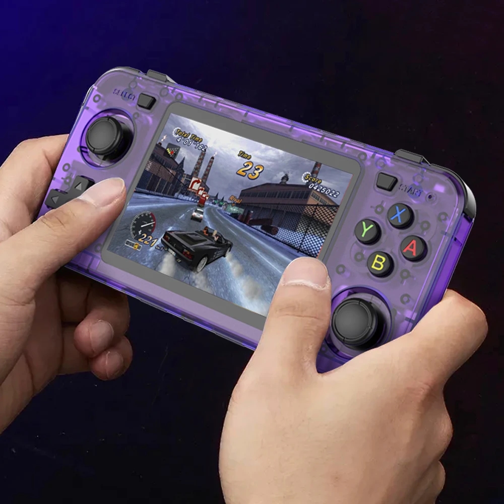 The BOYHOM R36H console in hands, ready for gaming on the go