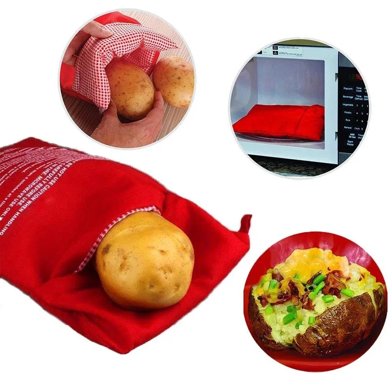 The bag allows for even heat distribution for quick potato preparation